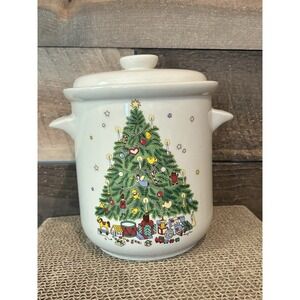 Christmas Tree Canister Cookie Jar Storage Container Holiday Festive‎ Presents